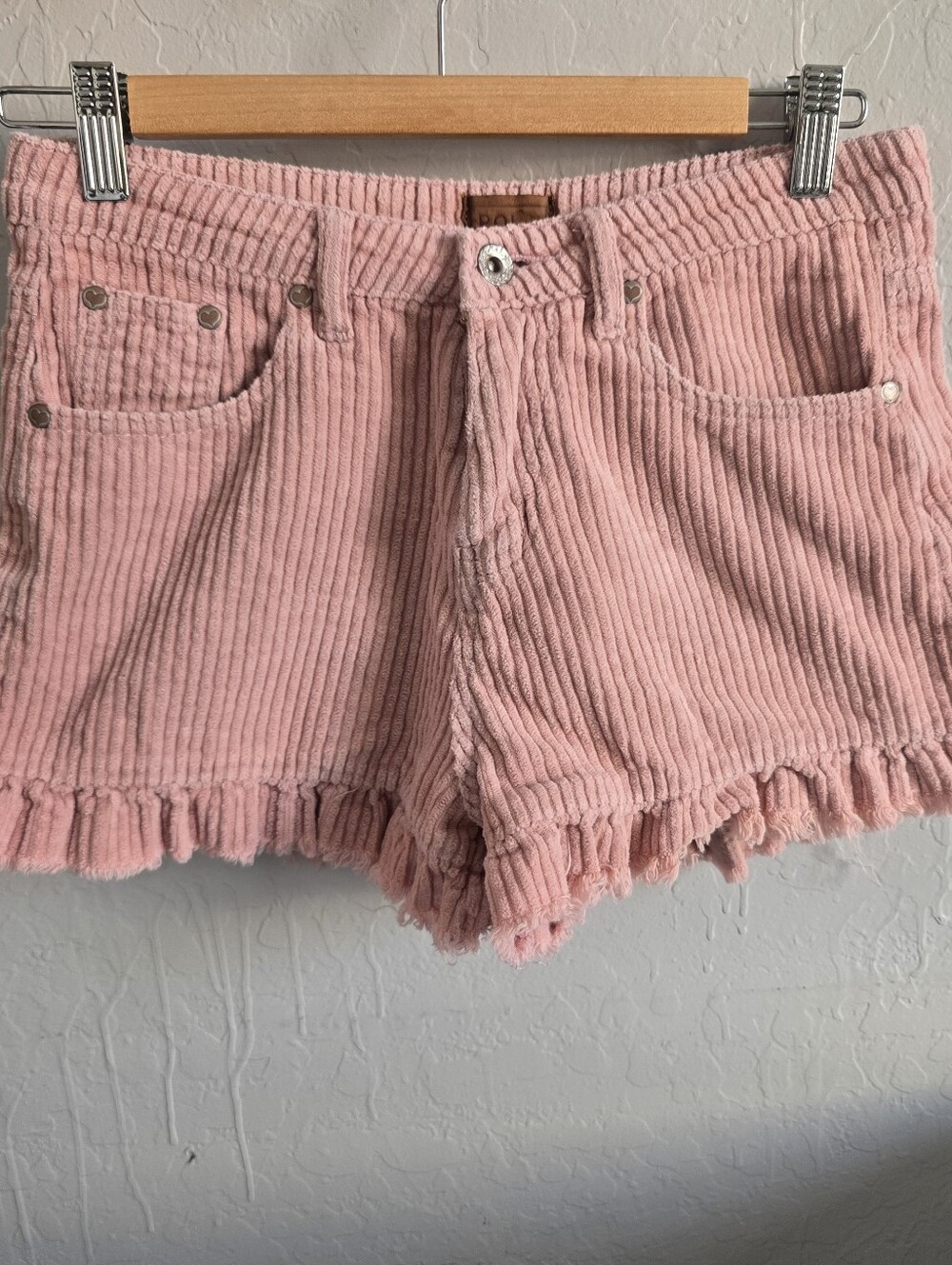 POL Pink Ruffled Hem Corduroy Shorts sz S